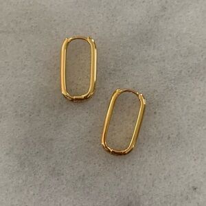 New Drop! Bella Oval Gold Oval Hoop Earrings Brand New
